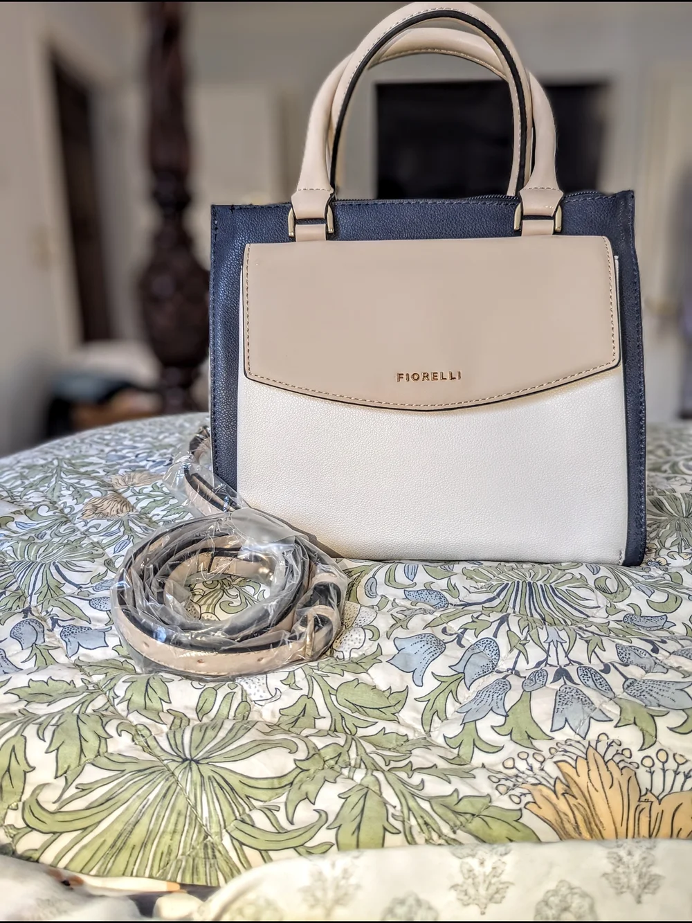 Fiorelli Mia Grab Bag Two-Tone Cream & Navy Satchel